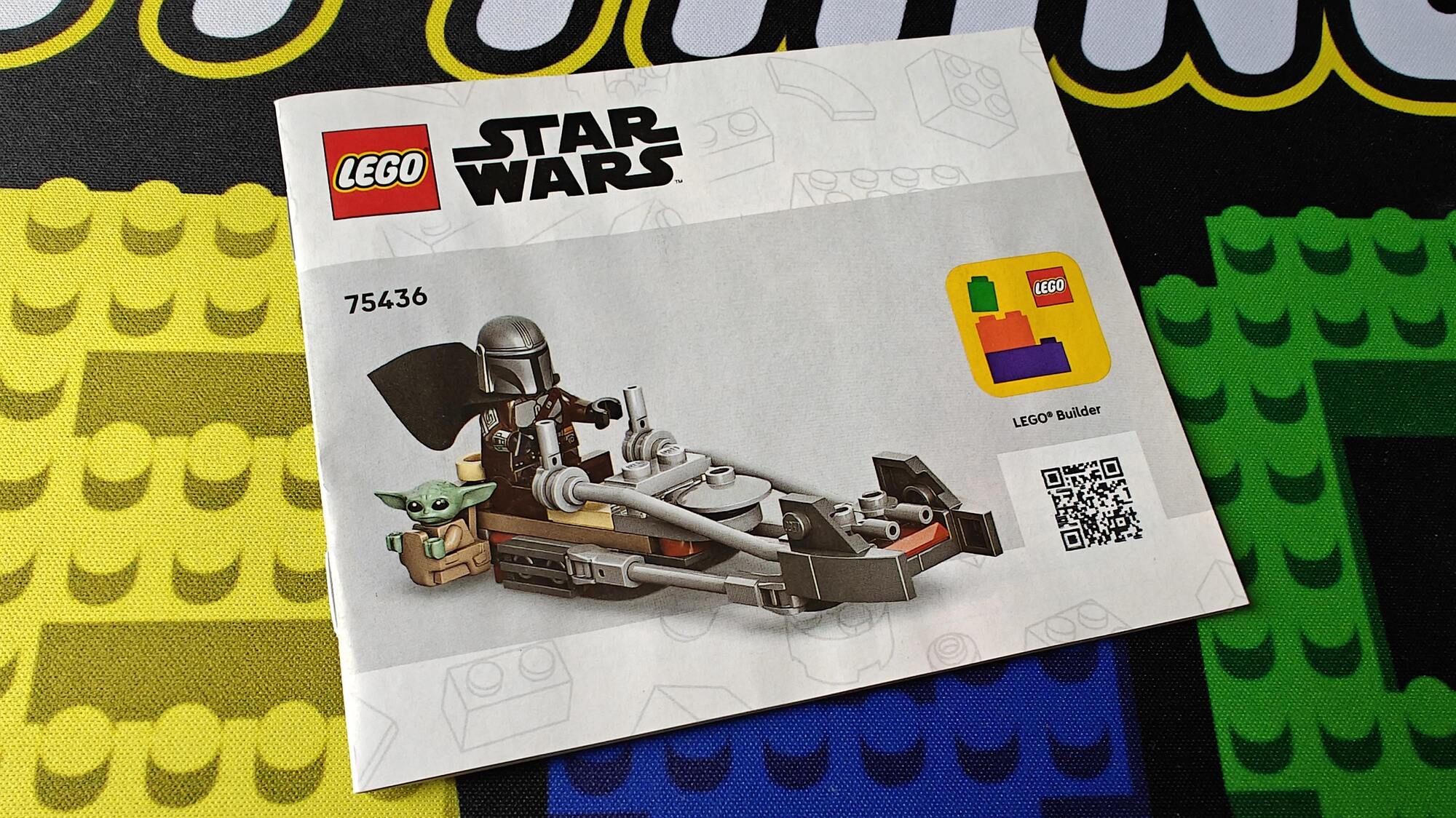 Foto del libretto numero 75436 con il nome The Mandalorian & Grogu's Speeder Bike (Il Mandaloriano & la Moto Speeder di Grogu)