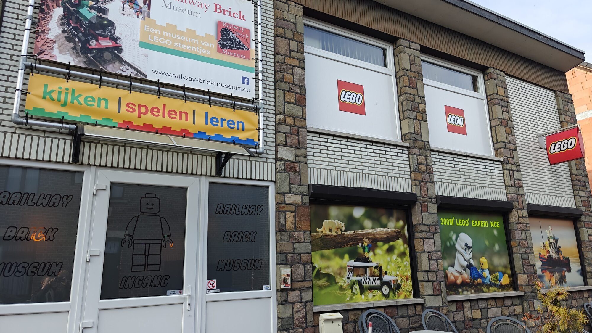 View of the outside before entering with LEGO® logo and other LEGO® images